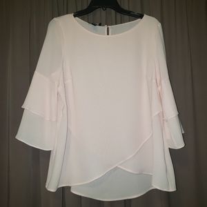 NWT Peach Shear Blouse W/ faux silver necklace